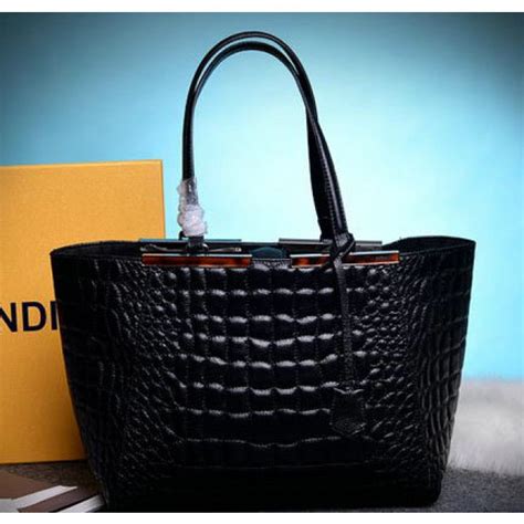 FENDI Calfskin 2Jours Bucket Bag Black .